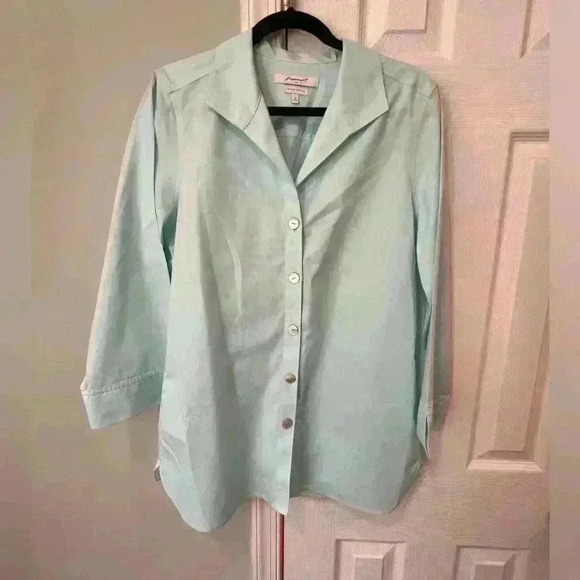 Foxcroft Heritage Non Iron Women’s 14 Shaped Mint Button Down - Picture 1 of 3